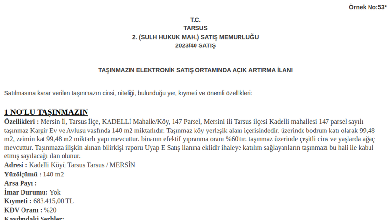Satılık Arsa/Arazi - Mersin Tarsus