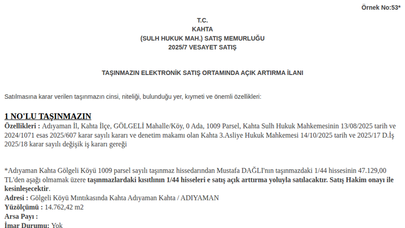 Arsa/Arazi - ADIYAMAN KAHTA - 762,42 m²