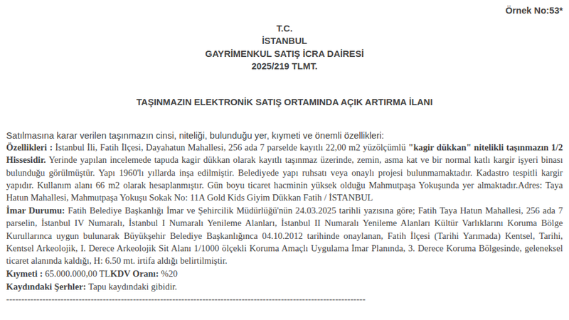 İşyeri - İSTANBUL FATİH - 22 m²