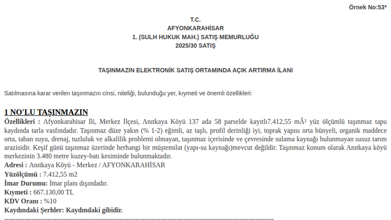 Satılık Tarla - Afyonkarahisar Merkez
