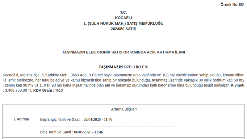 Arsa/Arazi - KOCAELİ MERKEZ - 103 m²