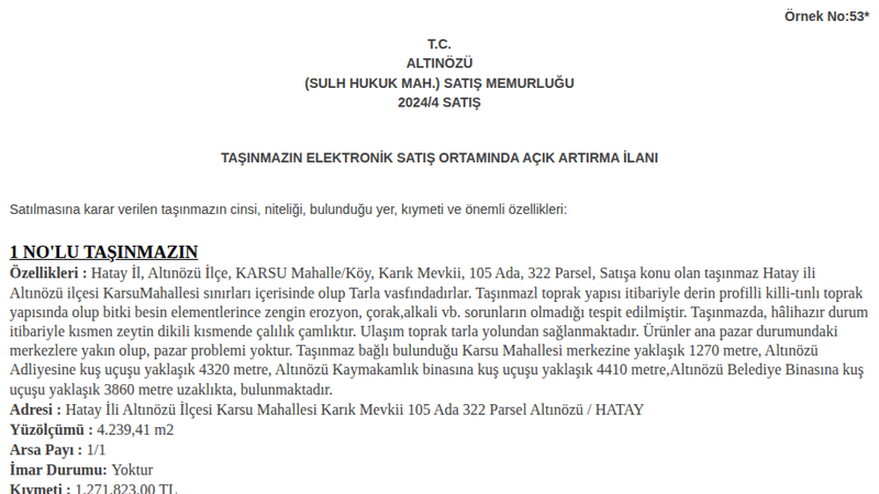 Arsa/Arazi - HATAY ALTINÖZÜ - 239,41 m²