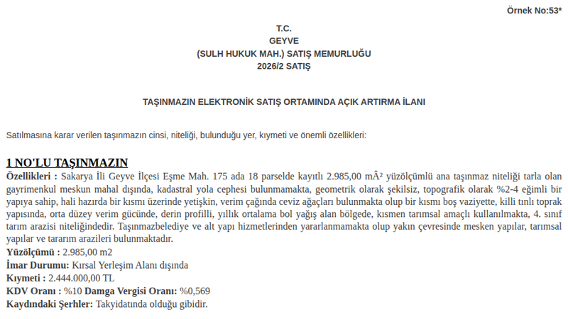 Konut - SAKARYA GEYVE - 985 m²