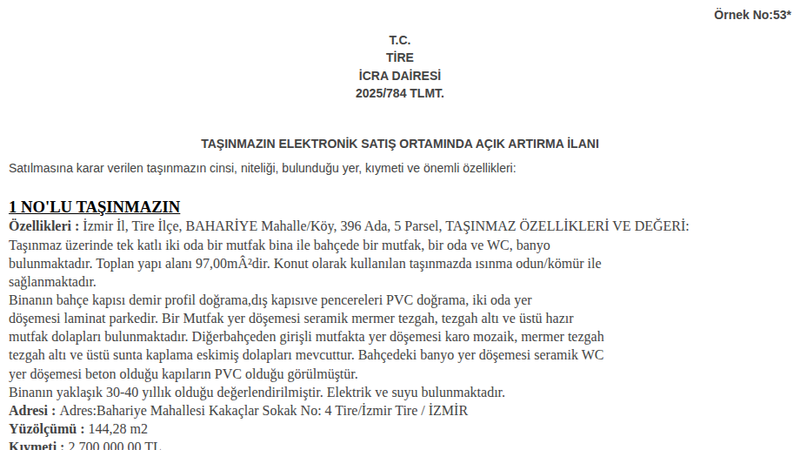 Konut - İZMİR TİRE - 144,28 m²