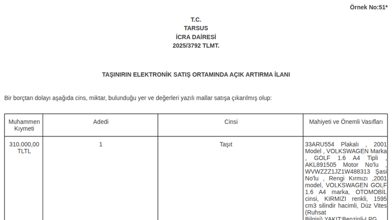 Otomobil - MERSİN TARSUS