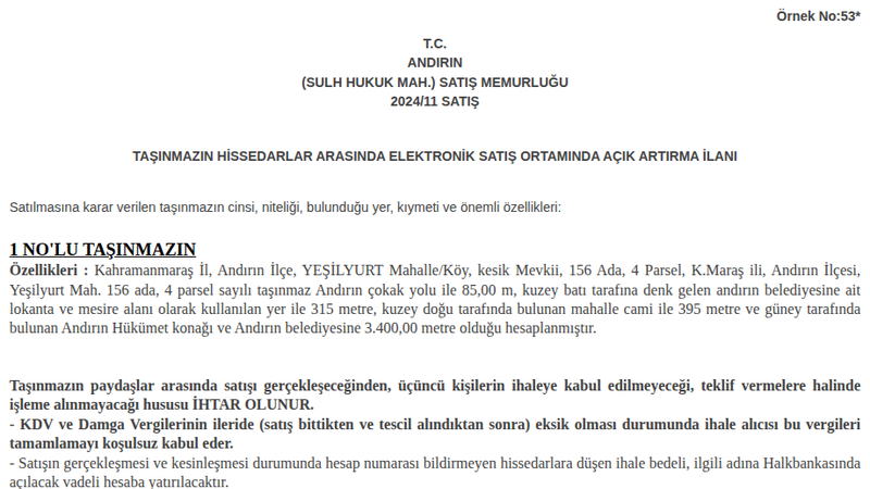 Arsa/Arazi - KAHRAMANMARAŞ ANDIRIN - 561,41 m²