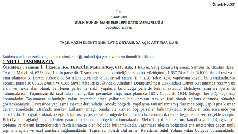 Konut - SAMSUN İLKADIM - 657,74 m²