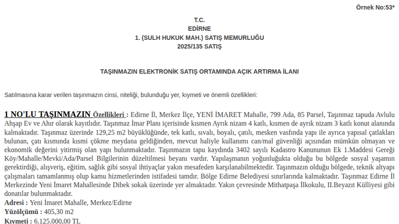 Konut - EDİRNE MERKEZ - 129,25 m²