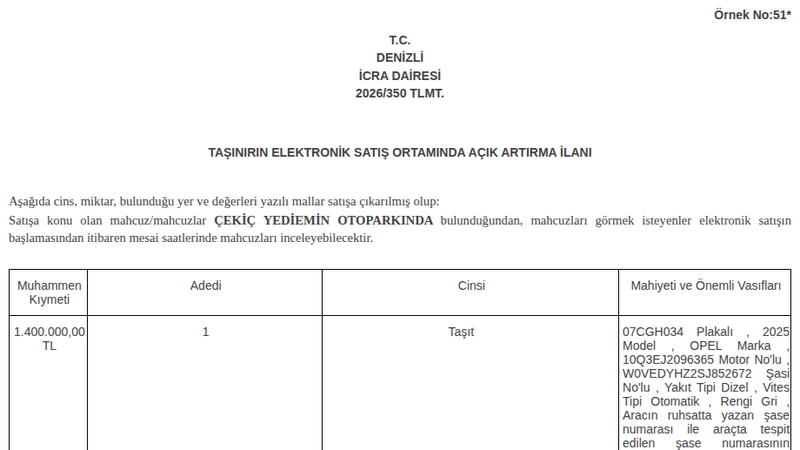 Satılık Opel 2025 - Denizli