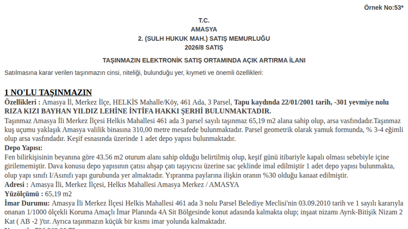 Arsa/Arazi - AMASYA MERKEZ - 65,19 m²