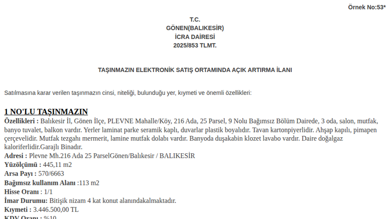 Konut - BALIKESİR GÖNEN - 445,11 m²