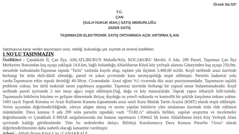 Arsa/Arazi - ÇANAKKALE ÇAN