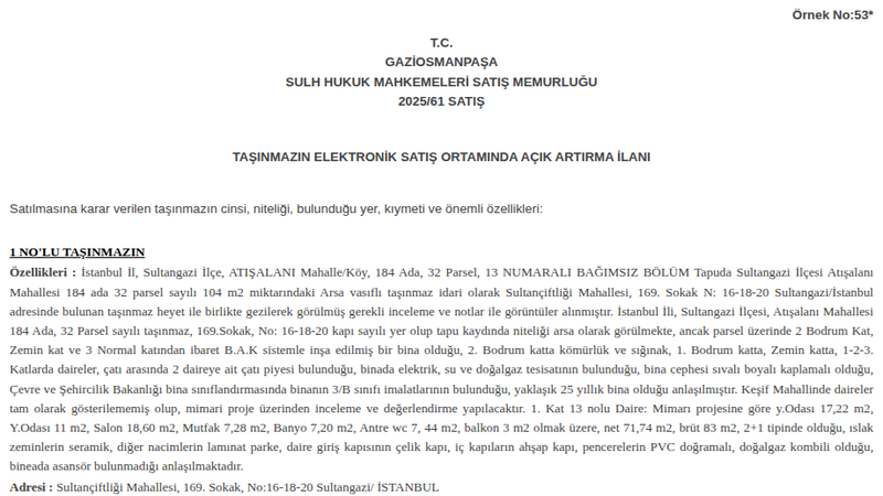 Konut - İSTANBUL SULTANGAZİ - 104 m²