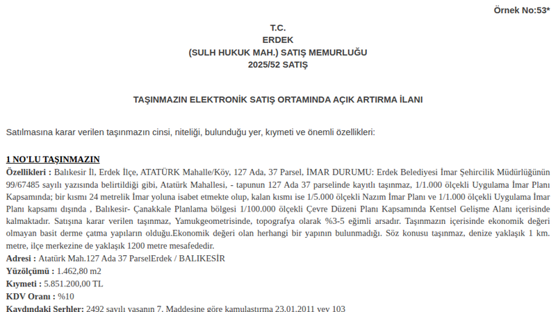 Konut - BALIKESİR ERDEK - 462,80 m²