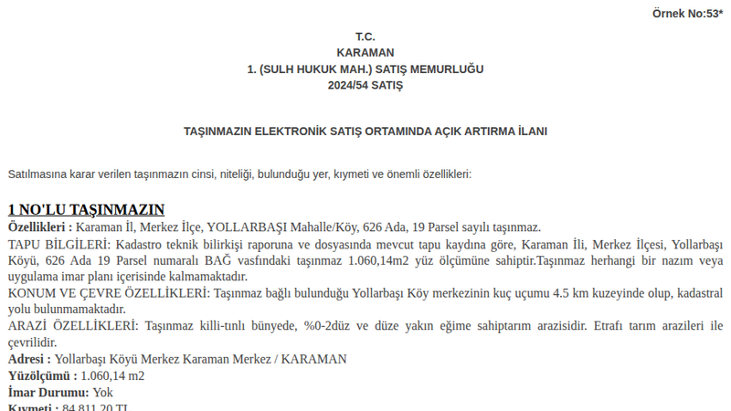 Arsa/Arazi - KARAMAN MERKEZ - 60,14 m²