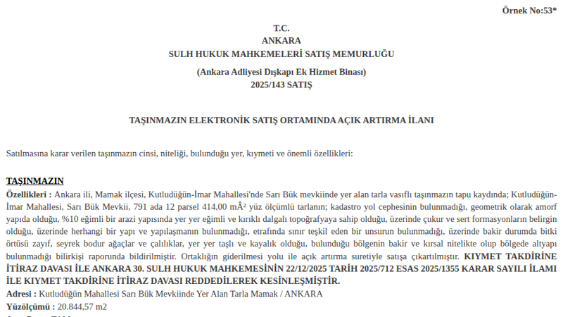 Arsa/Arazi - ANKARA MAMAK - 414 m²