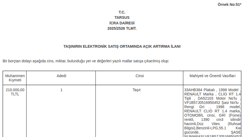 Otomobil - MERSİN TARSUS