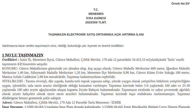 Arsa/Arazi - İZMİR MENEMEN