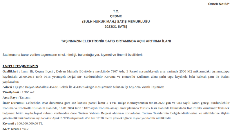 Arsa/Arazi - İZMİR ÇEŞME - 2.500 m²