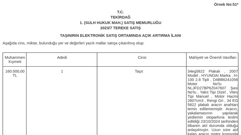 Satılık Hyundai H 100 2 6 2007 - Tekirdağ
