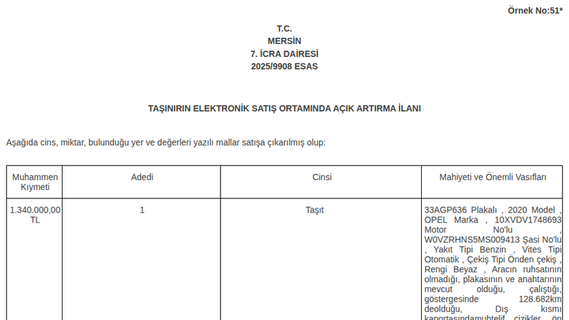 Satılık Opel 2020 - Mersin
