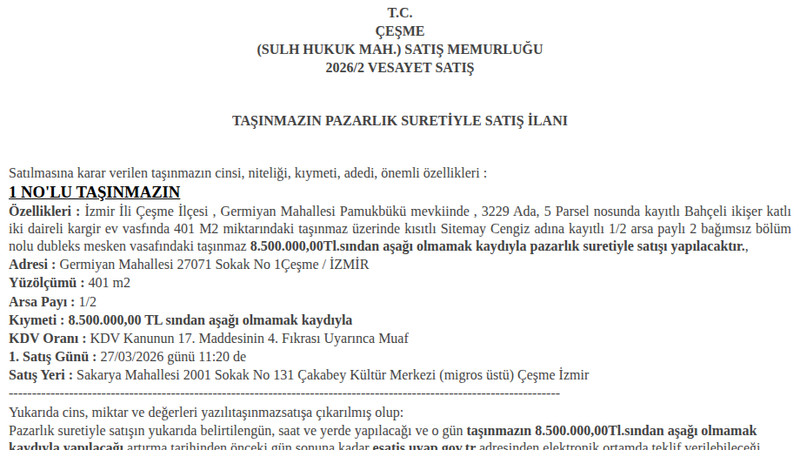 Konut - İZMİR ÇEŞME - 401 m²