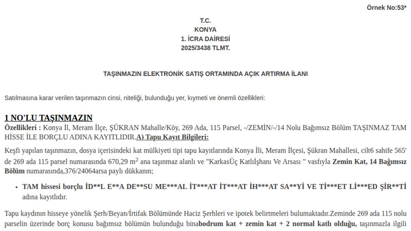 Arsa/Arazi - KONYA MERAM - 670,29 m²