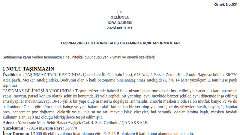 Konut - ÇANAKKALE GELİBOLU - 110 m²