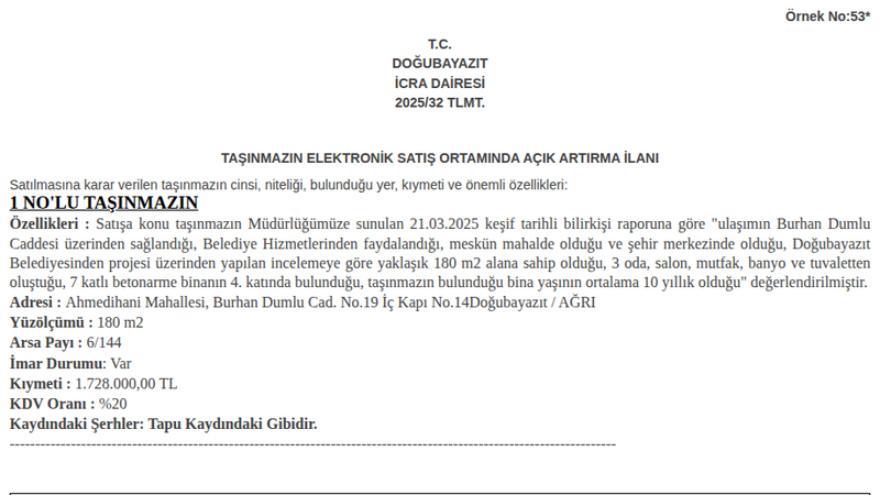 Arsa/Arazi - AĞRI DOĞUBAYAZIT - 180 m²