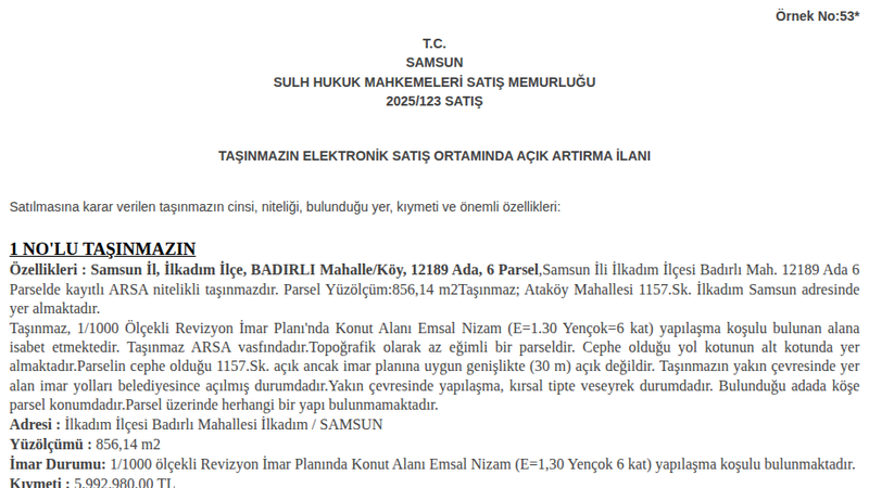 Konut - SAMSUN İLKADIM - 856,14 m²