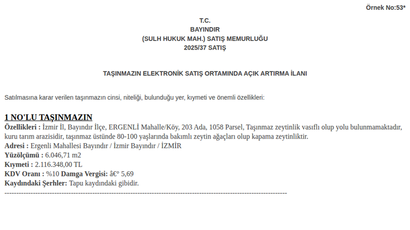 Arsa/Arazi - İZMİR BAYINDIR - 46,71 m²