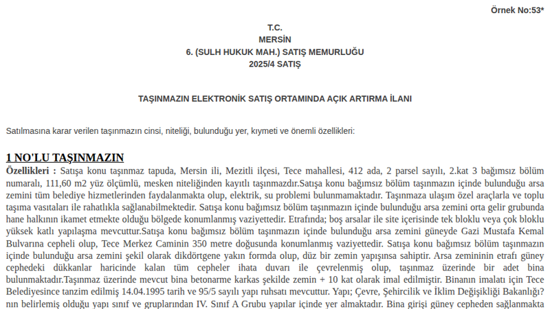 Satılık Daire - Mersin Mezitli
