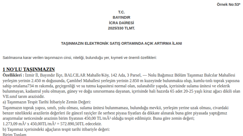 Arsa/Arazi - İZMİR BAYINDIR - 273,09 m²
