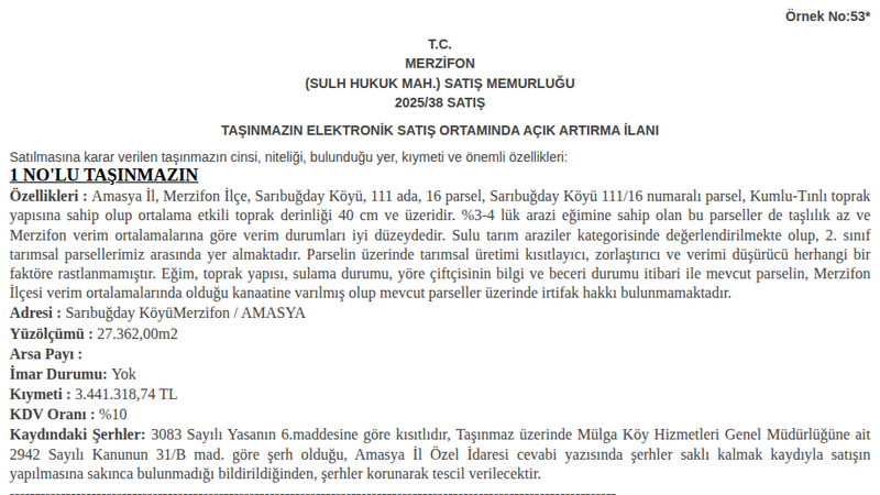Arsa/Arazi - AMASYA MERZİFON - 362 m²