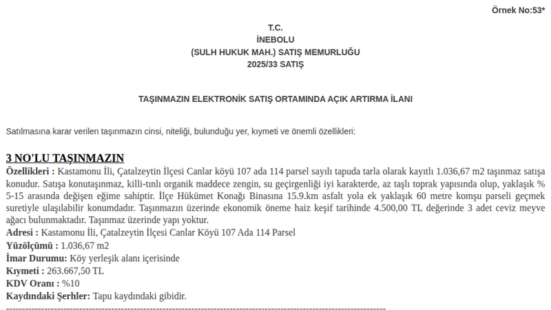 Arsa/Arazi - KASTAMONU ÇATALZEYTİN - 36,67 m²