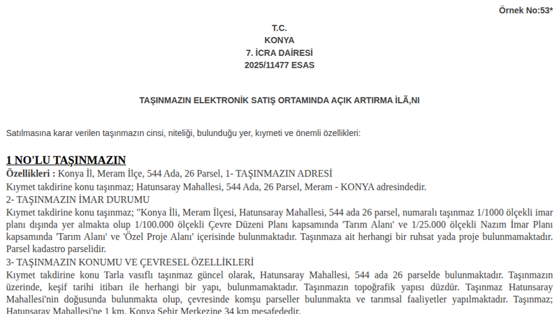 Arsa/Arazi - KONYA MERAM - 776,02 m²