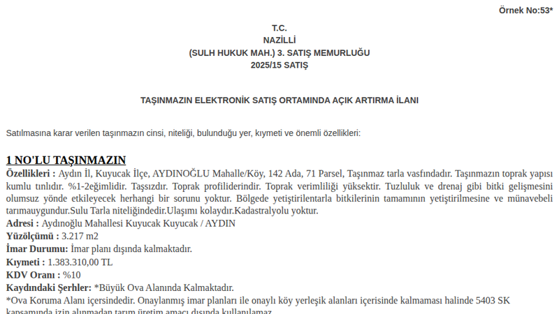 Arsa/Arazi - AYDIN KUYUCAK