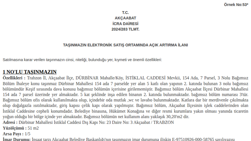 Konut - TRABZON AKÇAABAT - 51 m²