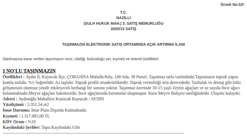 Arsa/Arazi - AYDIN KUYUCAK - 351,54 m²