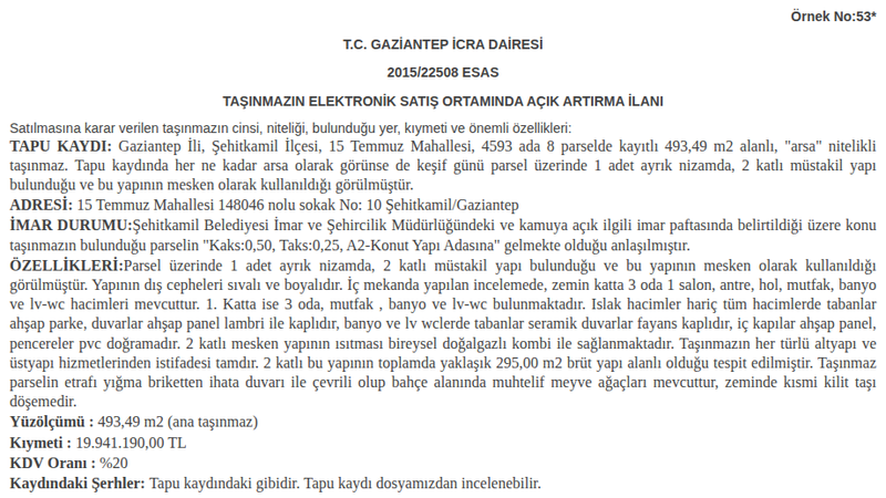 Konut - GAZİANTEP ŞEHİTKAMİL - 493,49 m²
