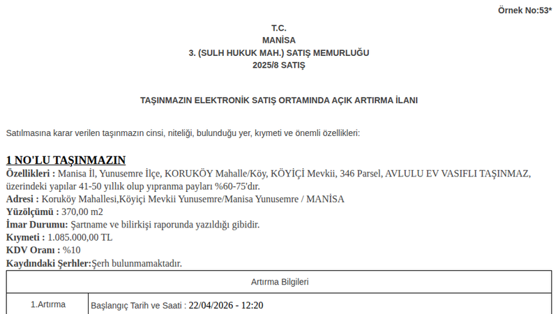 Konut - MANİSA YUNUSEMRE - 370 m²