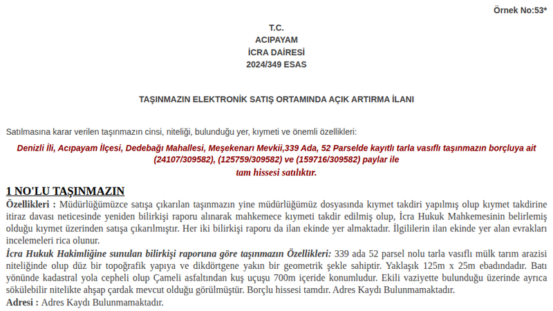 Arsa/Arazi - DENİZLİ ACIPAYAM - 95,83 m²