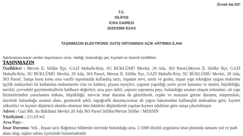 Satılık Arsa/Arazi - Mersin Silifke