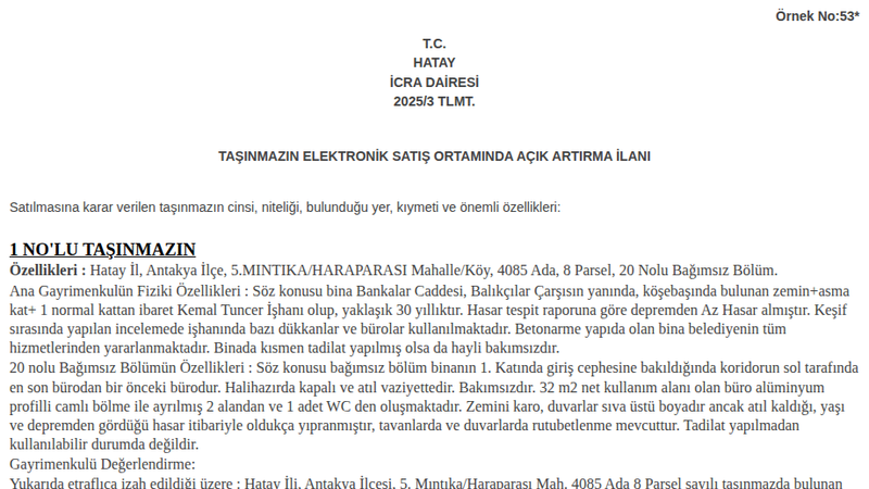 Arsa/Arazi - HATAY ANTAKYA - 32 m²