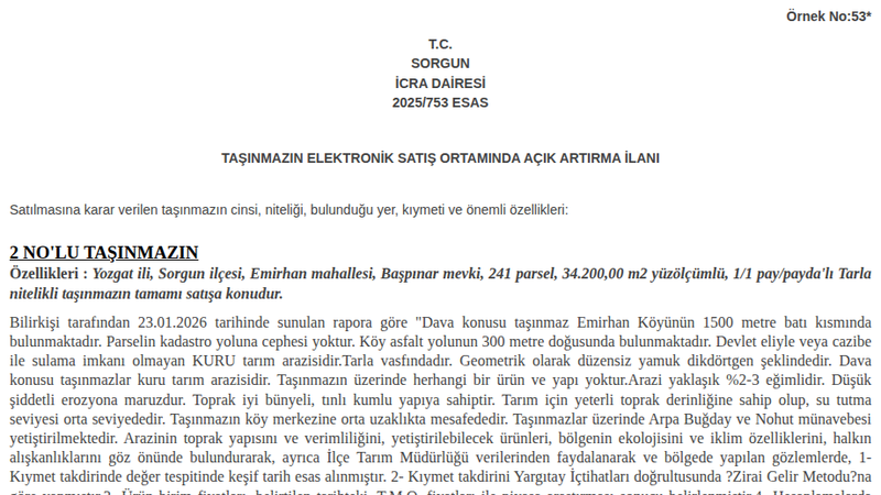 Arsa/Arazi - YOZGAT SORGUN - 200 m²