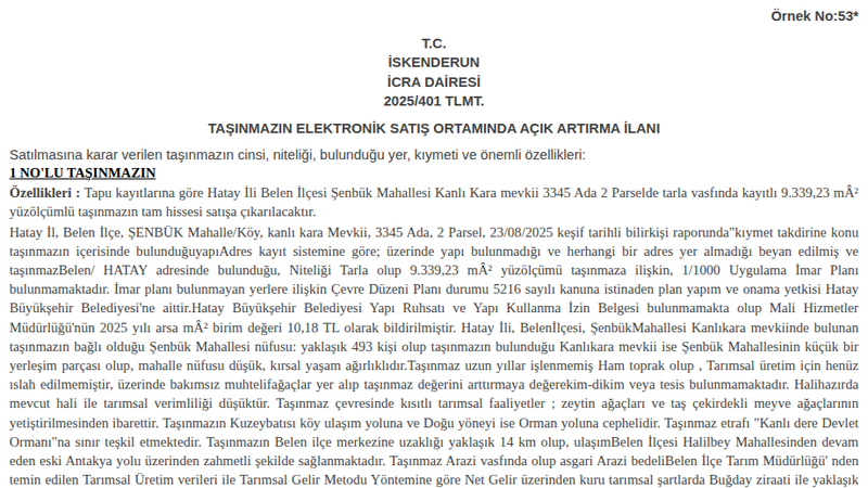 Arsa/Arazi - HATAY BELEN - 339,23 m²