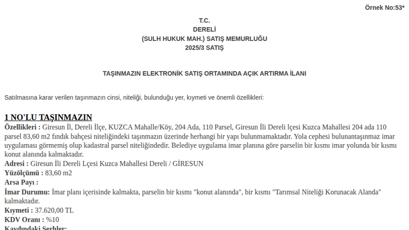 Konut - GİRESUN DERELİ - 83,60 m²