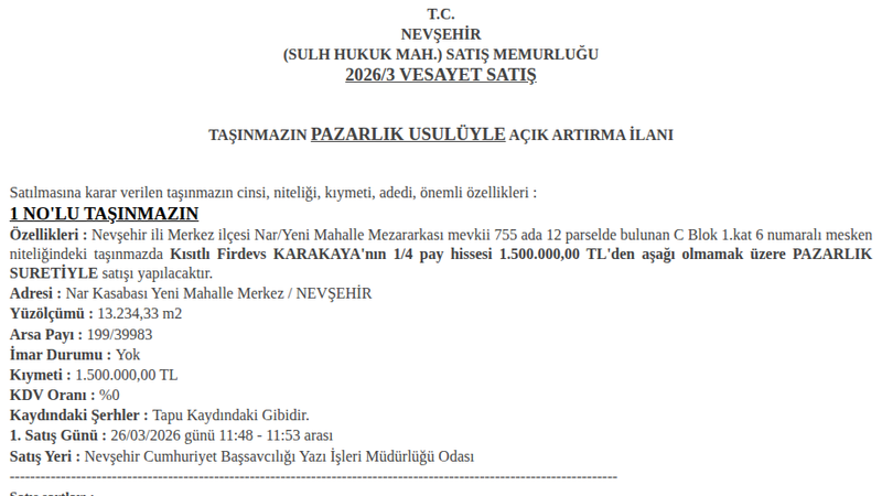Konut - NEVŞEHİR MERKEZ - 234,33 m²