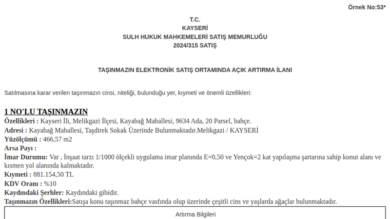 Konut - KAYSERİ MELİKGAZİ - 466,57 m²