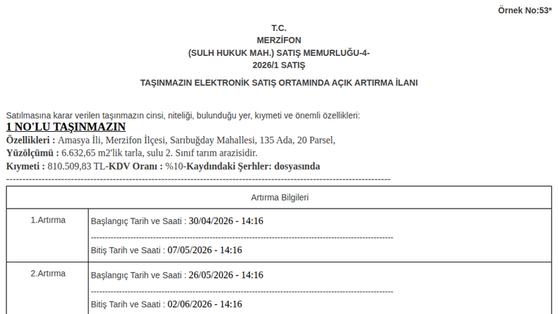 Arsa/Arazi - AMASYA MERZİFON - 632,65 m²